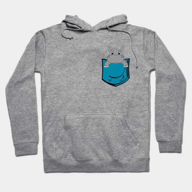 Pocket hippo with surfinghippos written on bottom Hoodie by Surfinghippos